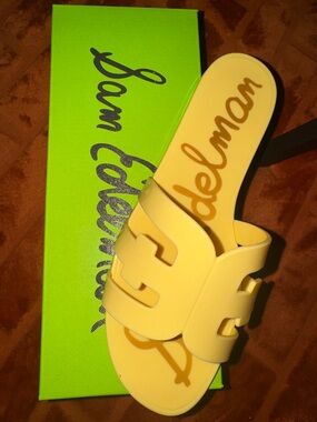 Sam Edelman Yellow Slide Sandal with Cutout Strap